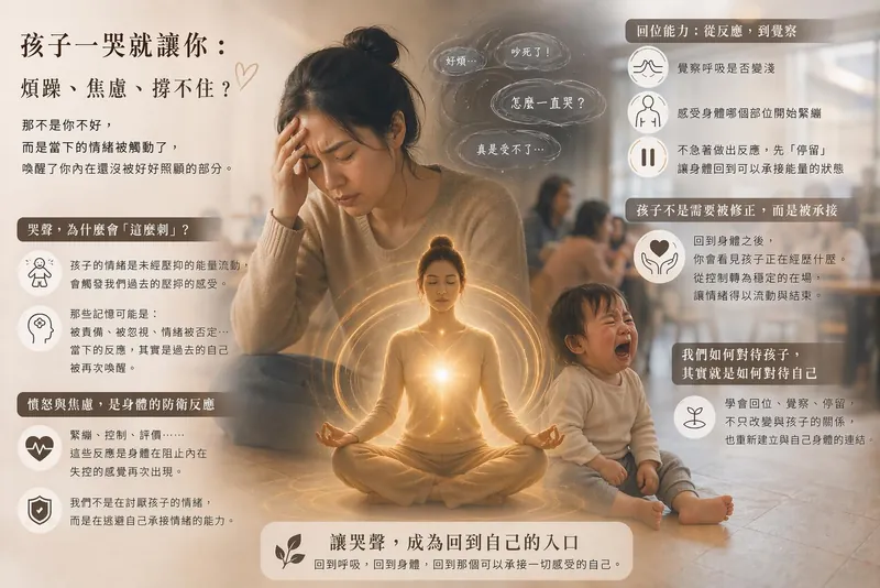 孩子一哭就煩躁？覺察身體的防衛反應